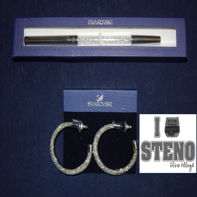 SGA Swarovski Pen and Earrings